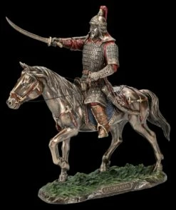 Dschingis Khan Figur Auf Pferd Mit Säbel