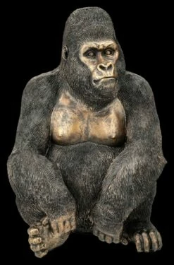 Gorilla Figur Sitzend - Bronzefarben