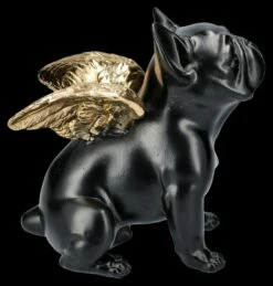 Bulldoggen Figur Schwarz Mit Goldenen Flügeln