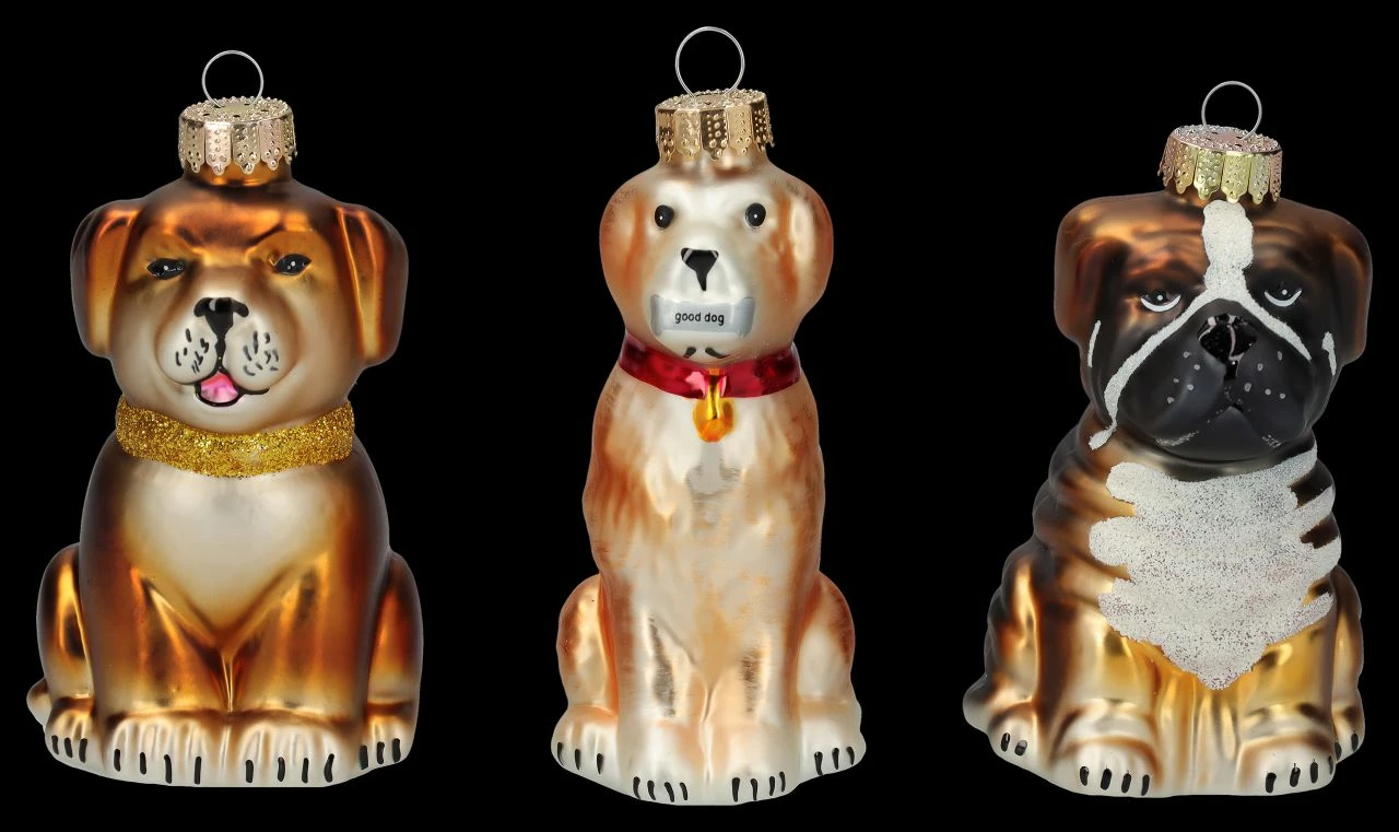 Weihnachtskugeln 3er Set - Hunde