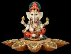 Ganesha Figur Handbemalt Mit Bodhi-Blättern