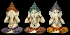Ganesha Figuren Handbemalt 3er Set - Nichts Böses