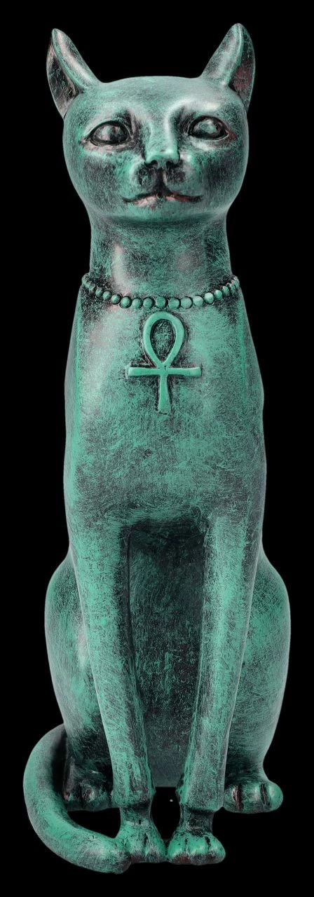 Bastet Figur - Ägyptische Katze In Bronze-Grünspan-Optik – Bild 2
