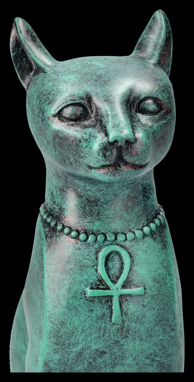 Bastet Figur - Ägyptische Katze In Bronze-Grünspan-Optik – Bild 7