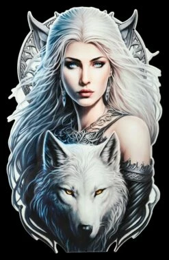 Blechschild - Magische Schönheit Mit Wolf