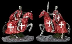 Ritter Figuren Set - Zwei Kreuzritter Auf Pferd Rot