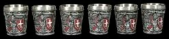 Schnapsbecher 6er Set - Kreuzritter Rot