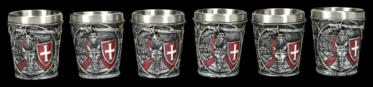 Schnapsbecher 6er Set - Kreuzritter Rot