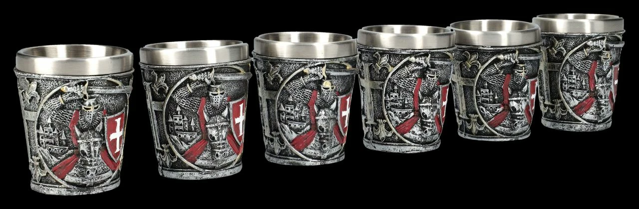 Schnapsbecher 6er Set - Kreuzritter Rot – Bild 2