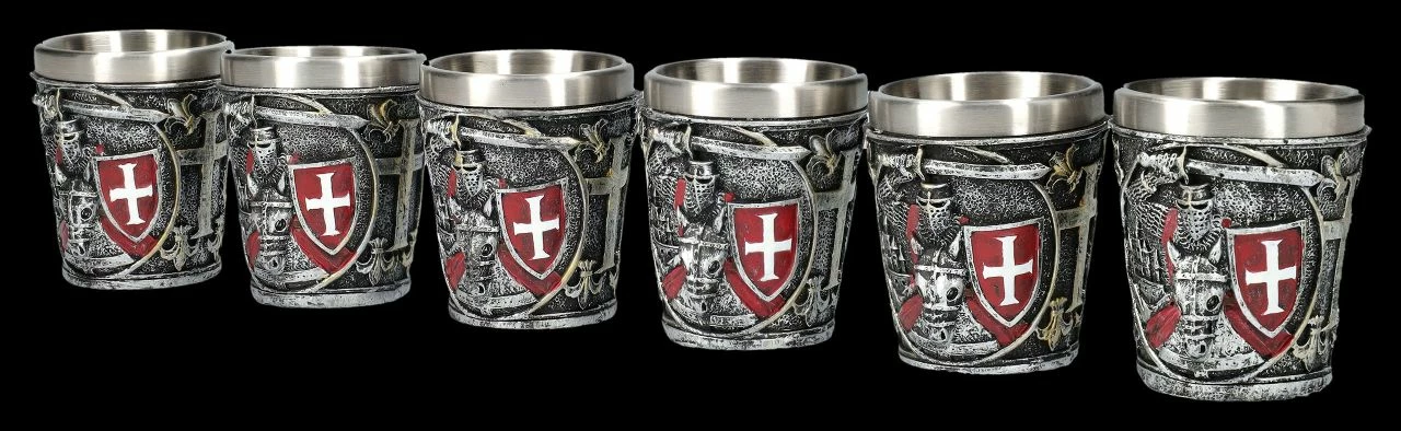Schnapsbecher 6er Set - Kreuzritter Rot – Bild 4