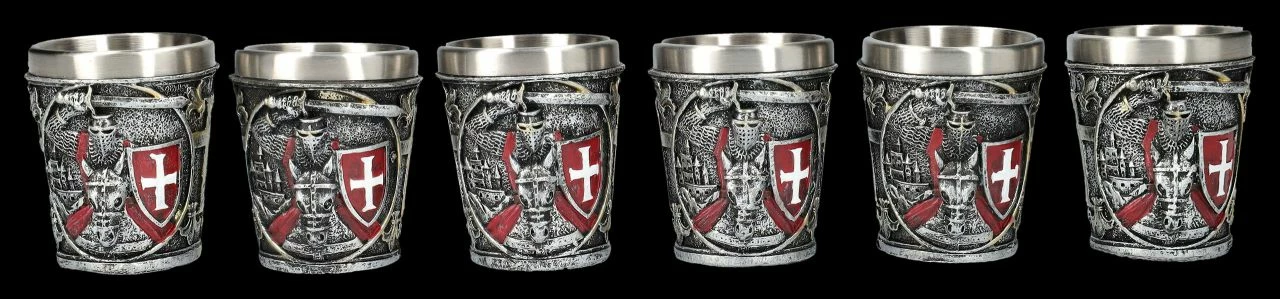 Schnapsbecher 6er Set - Kreuzritter Rot – Bild 3