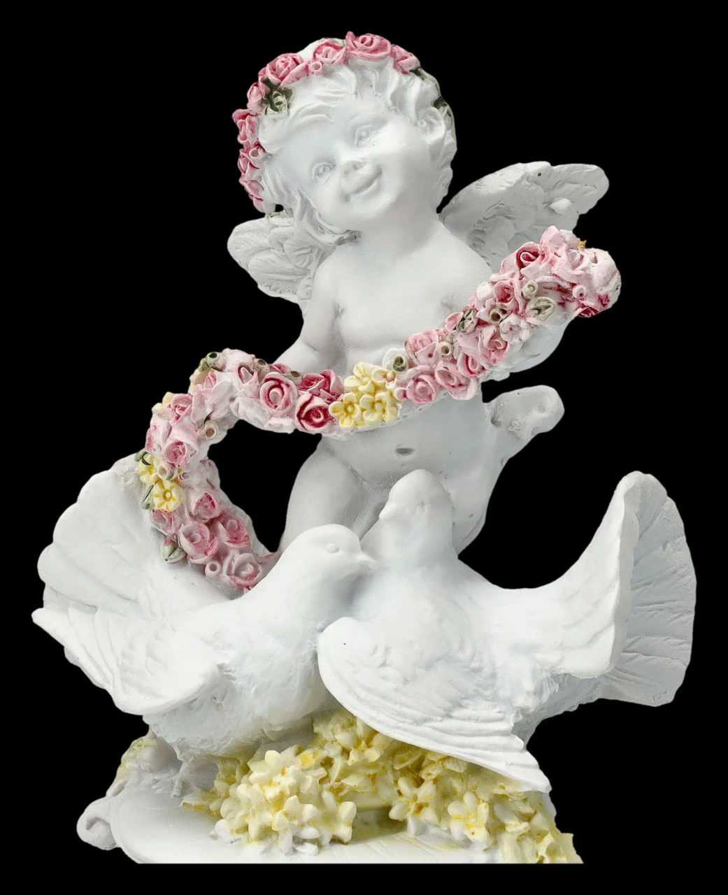 Engel Figur - Putte Mit Rosen Und Tauben – Bild 7
