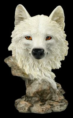 Wolf Figur - Büste Weißer Wolf