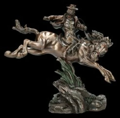 Cowboy Figur Auf Durchgehendem Pferd