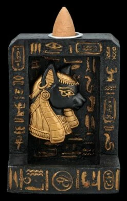 Rückfluss-Räucherhalter - Bastet Hieroglyphen