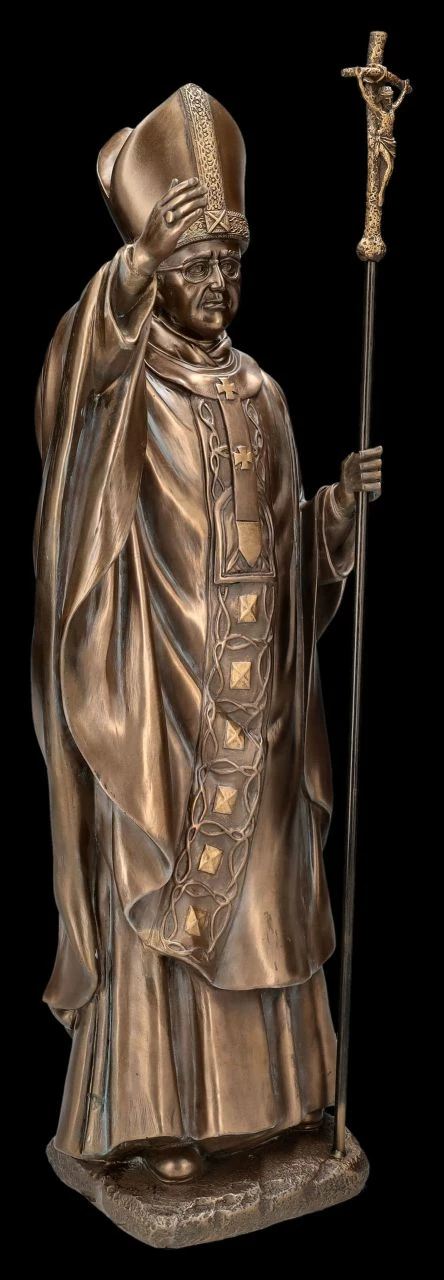 Heiligenfigur - Papst Franziskus Bronziert – Bild 2