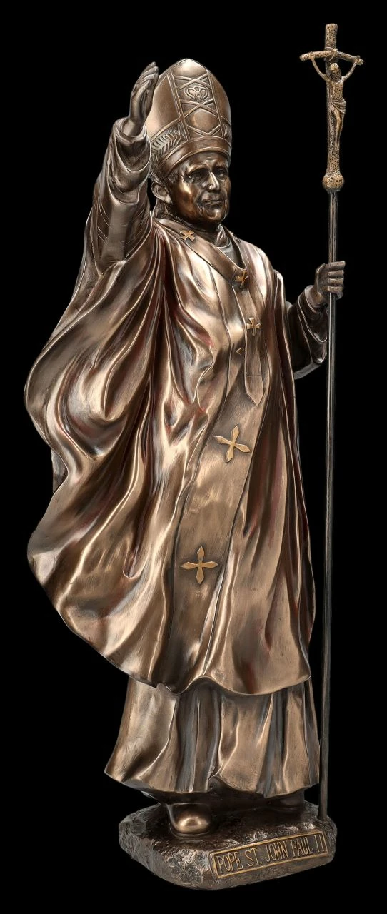Heiligenfigur - Papst Johannes Paul II Bronziert – Bild 3