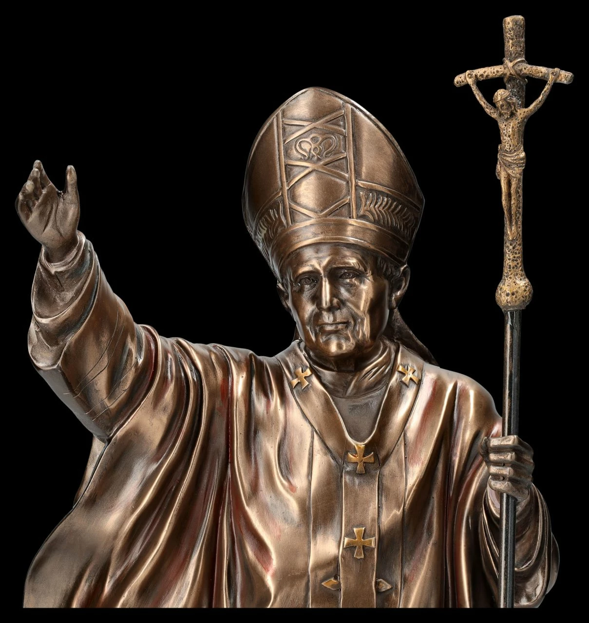 Heiligenfigur - Papst Johannes Paul II Bronziert – Bild 7