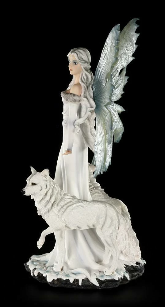 Elfen Figur - Niamh Die Eisprinzessin Mit Zwei Wölfen - Groß – Bild 3