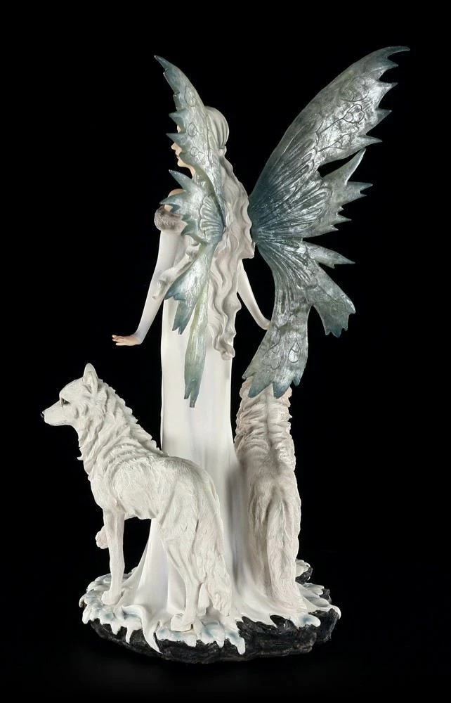 Elfen Figur - Niamh Die Eisprinzessin Mit Zwei Wölfen - Groß – Bild 4