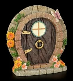 Türschild - Holztor Mit Blumen Verziert