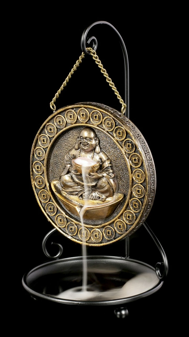 Backflow Räucherkegelhalter - Goldener Buddha – Bild 3