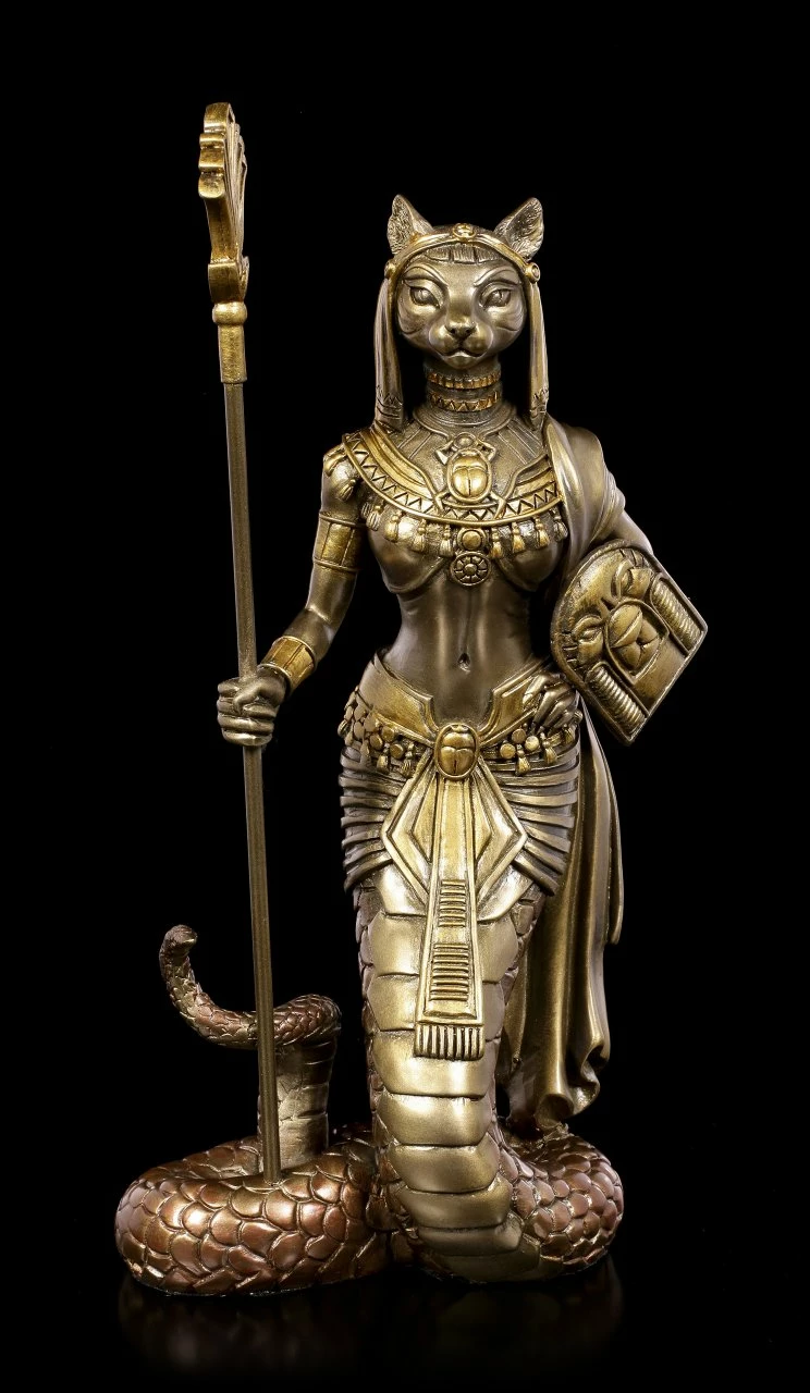 Bastet Figur Mit Schlangenkörper - Bronziert – Bild 2