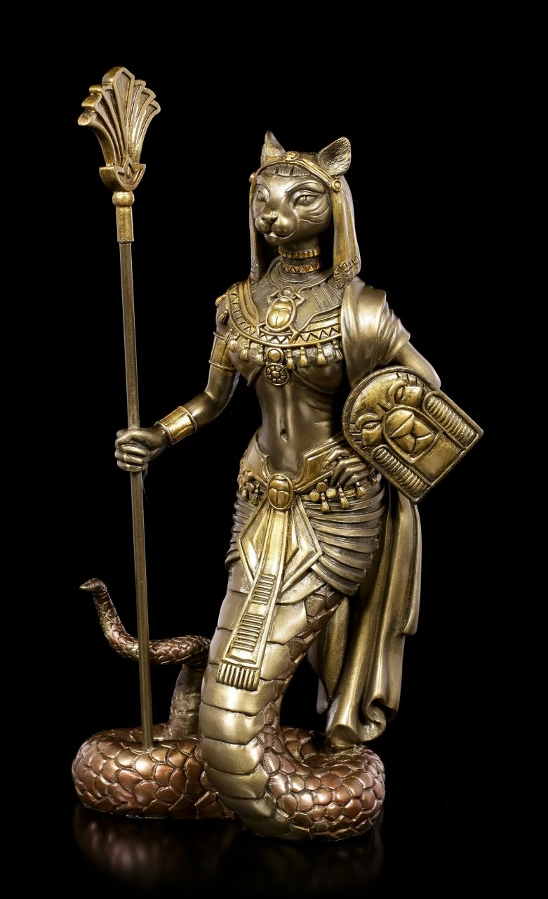 Bastet Figur Mit Schlangenkörper - Bronziert