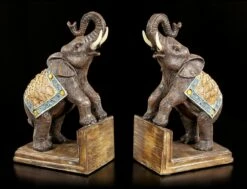 Buchstützen Set - Geschmückte Elefanten