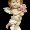 Cherub Figur - Kleiner Engel Mit Blumenstrauß