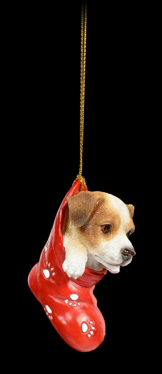 Christbaumschmuck Hund - Jack Russel Im Strumpf – Bild 2