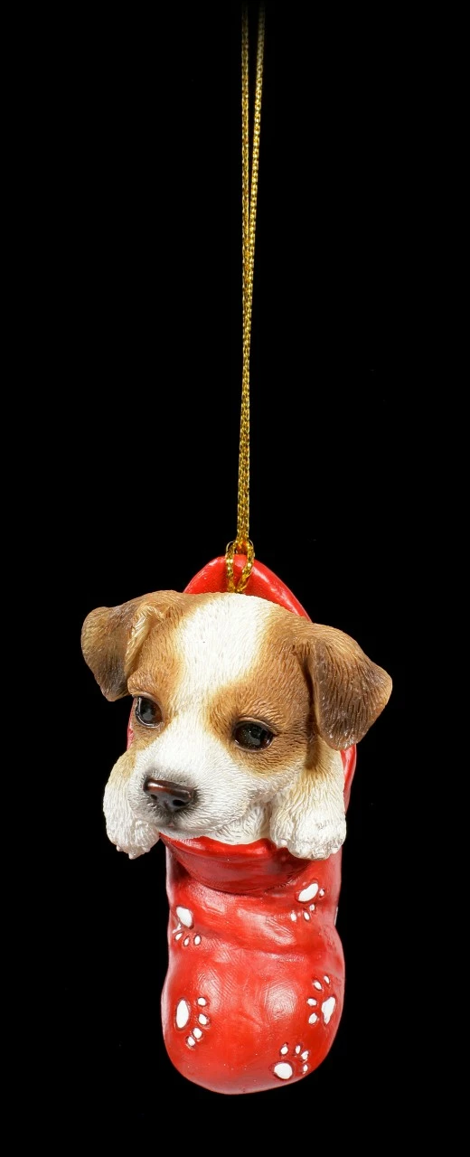 Christbaumschmuck Hund - Jack Russel Im Strumpf – Bild 3