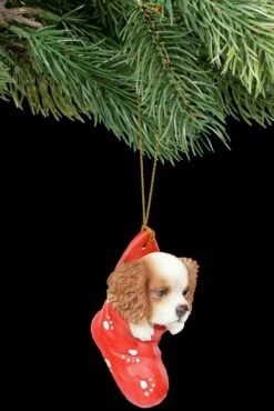Christbaumschmuck Hund - King Charles Spaniel Im Strumpf