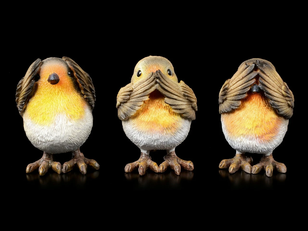 Drei Weise Rotkehlchen Figuren - Nichts Böses