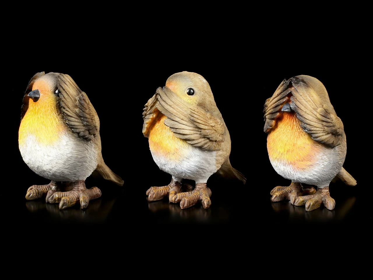 Drei Weise Rotkehlchen Figuren - Nichts Böses – Bild 3