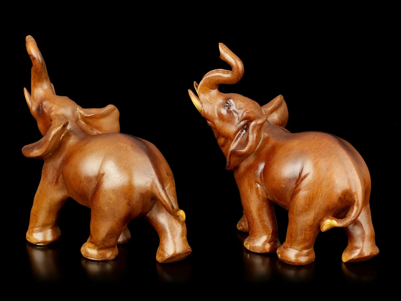 Elefanten Figuren - 2er Set Holzoptik – Bild 4