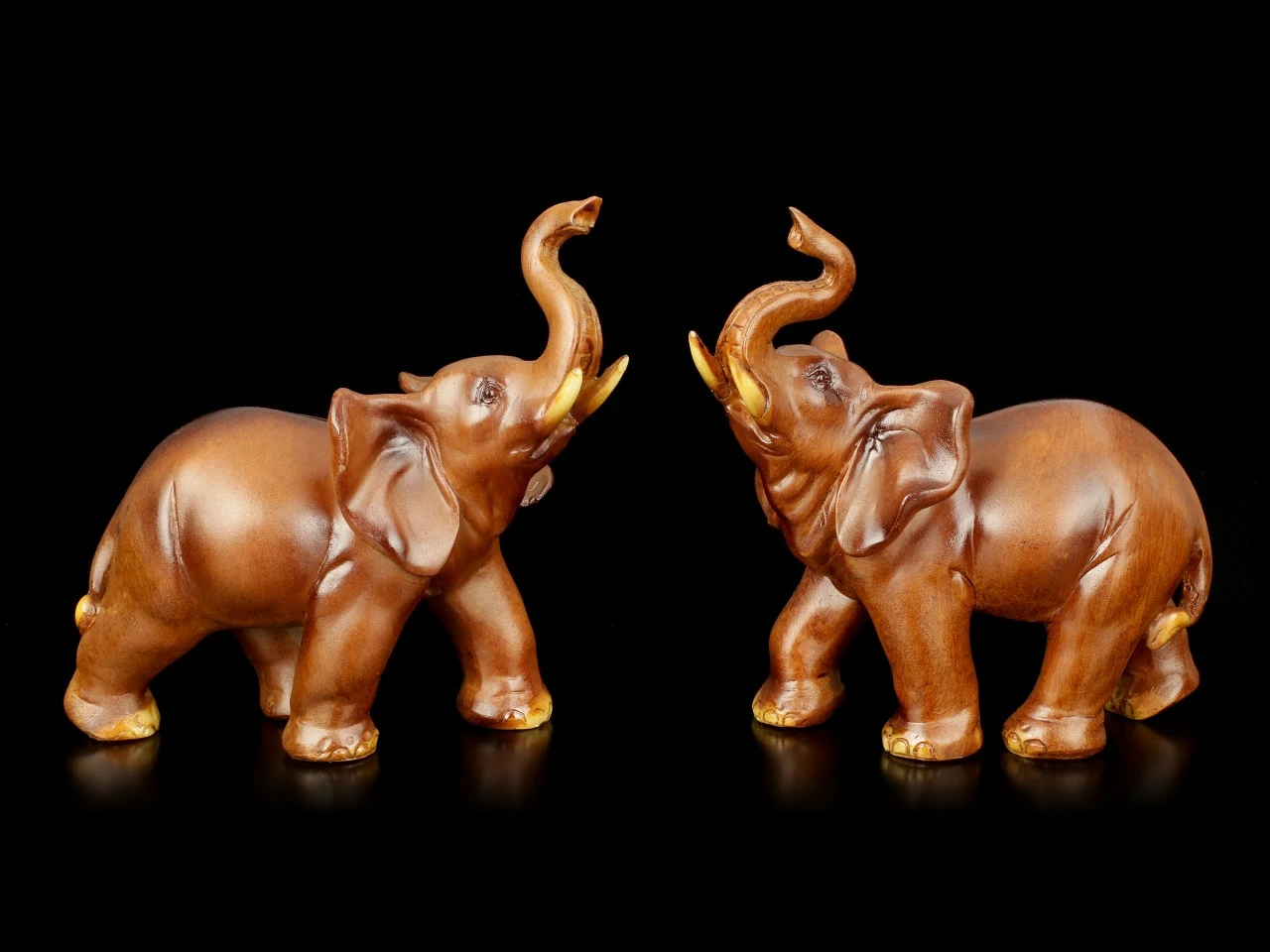 Elefanten Figuren - 2er Set Holzoptik