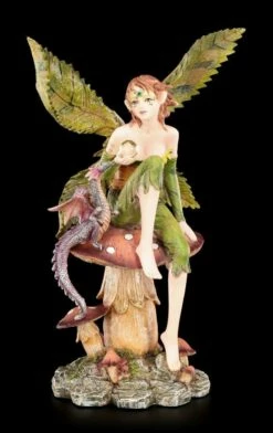 Elfen Figur - Dracolia Mit Blätterflügeln Und Drache