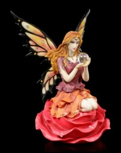 Elfen Figur - Isara Auf Rosenblüte Mit Kristallkugel