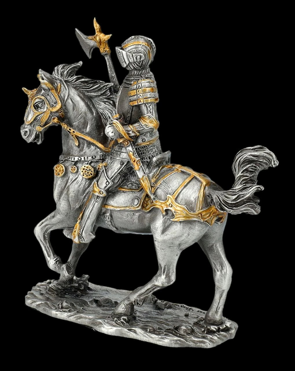 Zinn Ritter Figur Auf Pferd Mit Axt – Bild 7