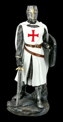 Weiße Tempelritter Figur Mit Schild Und Schwert