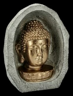 Goldfarbener Buddha Kopf Im Stein