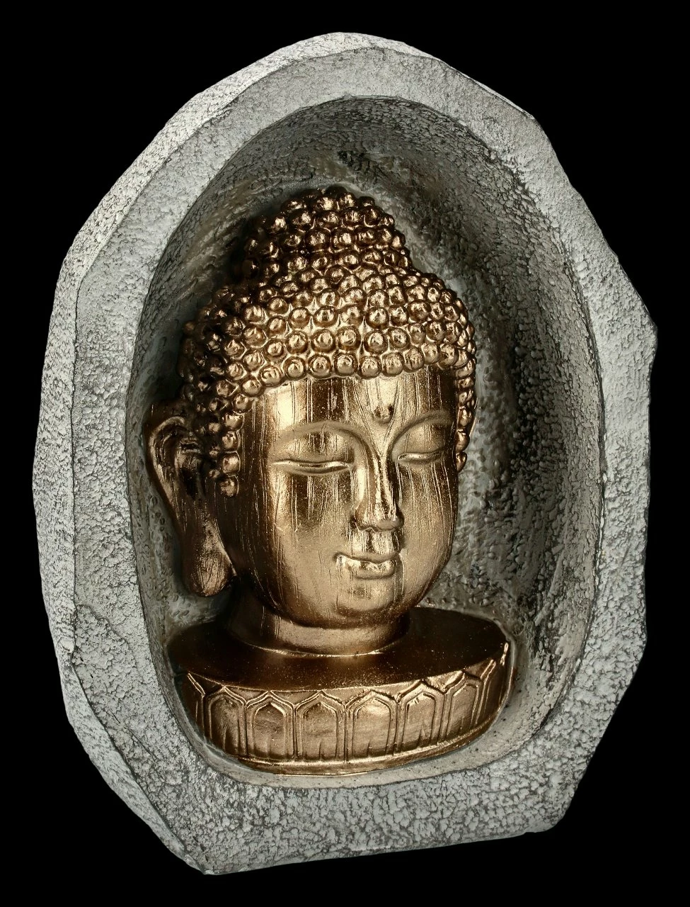 Goldfarbener Buddha Kopf Im Stein