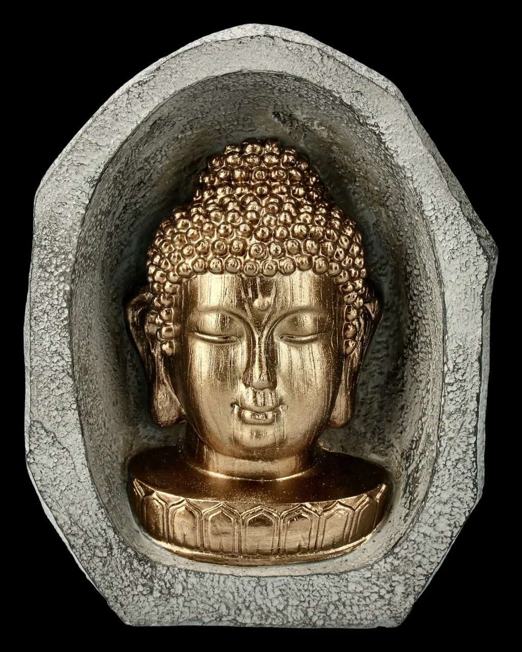 Goldfarbener Buddha Kopf Im Stein – Bild 2
