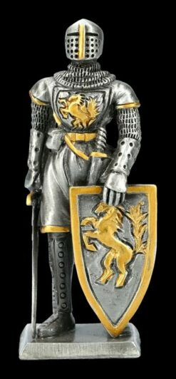 Zinn Ritter Figur Mit Schwert Und Pferdeschild