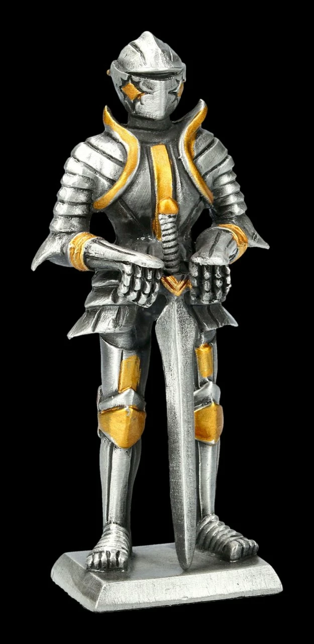 Zinn Ritter Figur Stützt Sich Auf Schwert – Bild 2