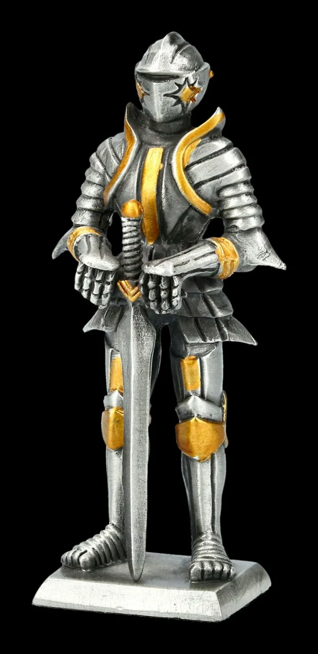 Zinn Ritter Figur Stützt Sich Auf Schwert – Bild 3