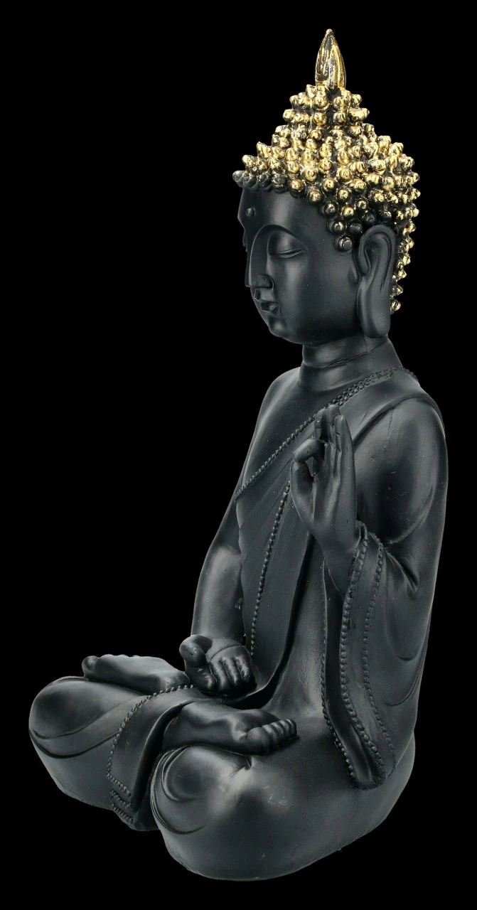 Schwarze Buddha Figur Mit Erhobener Hand – Bild 3