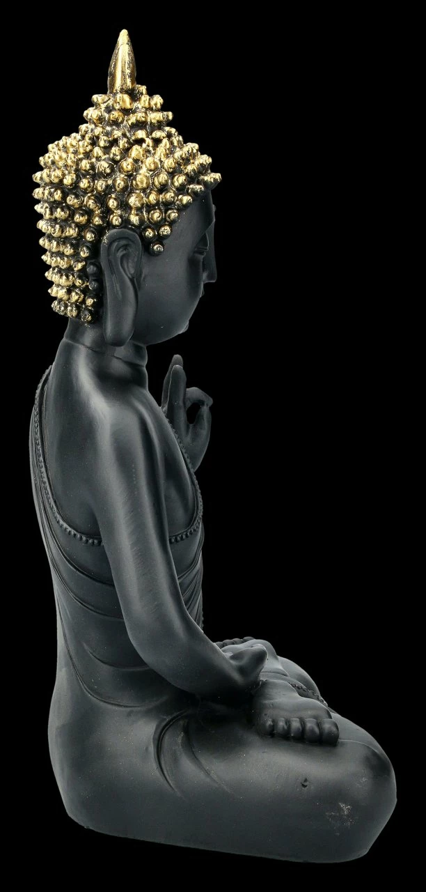 Schwarze Buddha Figur Mit Erhobener Hand – Bild 5