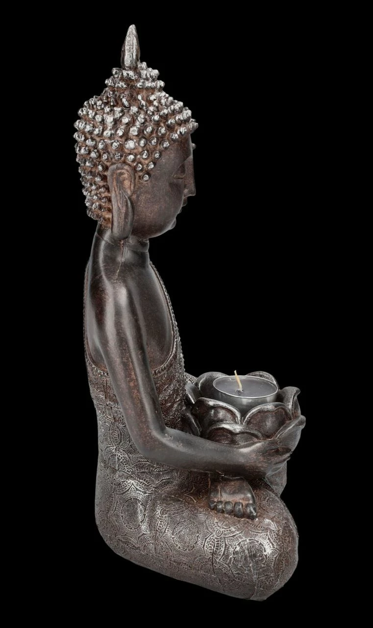 Buddha Teelichthalter - Verziert Braun – Bild 5